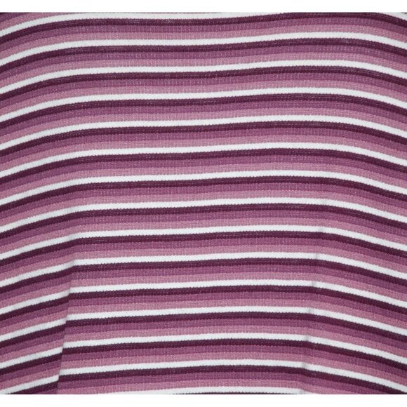 Bobbie Brooks Ladies Knit Shirt Top Size XL Purple Striped Long Sleeve Henley St - Picture 3 of 8